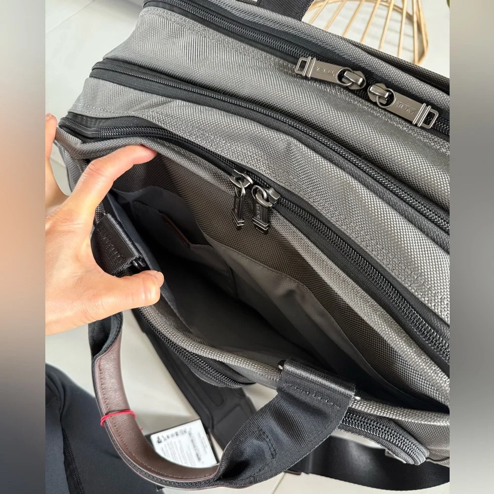 Tumi Briefcase Bag Expandable luggage Gray and Brown NWT
